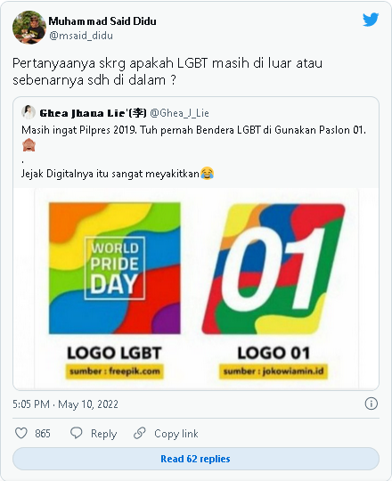 Benderanya Mirip Logo Kampanye Jokowi, Said Didu: Apakah LG-BT Sudah di Dalam Pemerintahan? 