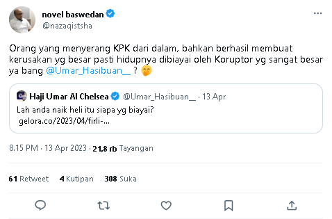 
Sindir Firli Bahuri, Novel Baswedan: Orang yang Serang KPK dari Dalam Pasti Hidupnya Dibiayai Koruptor