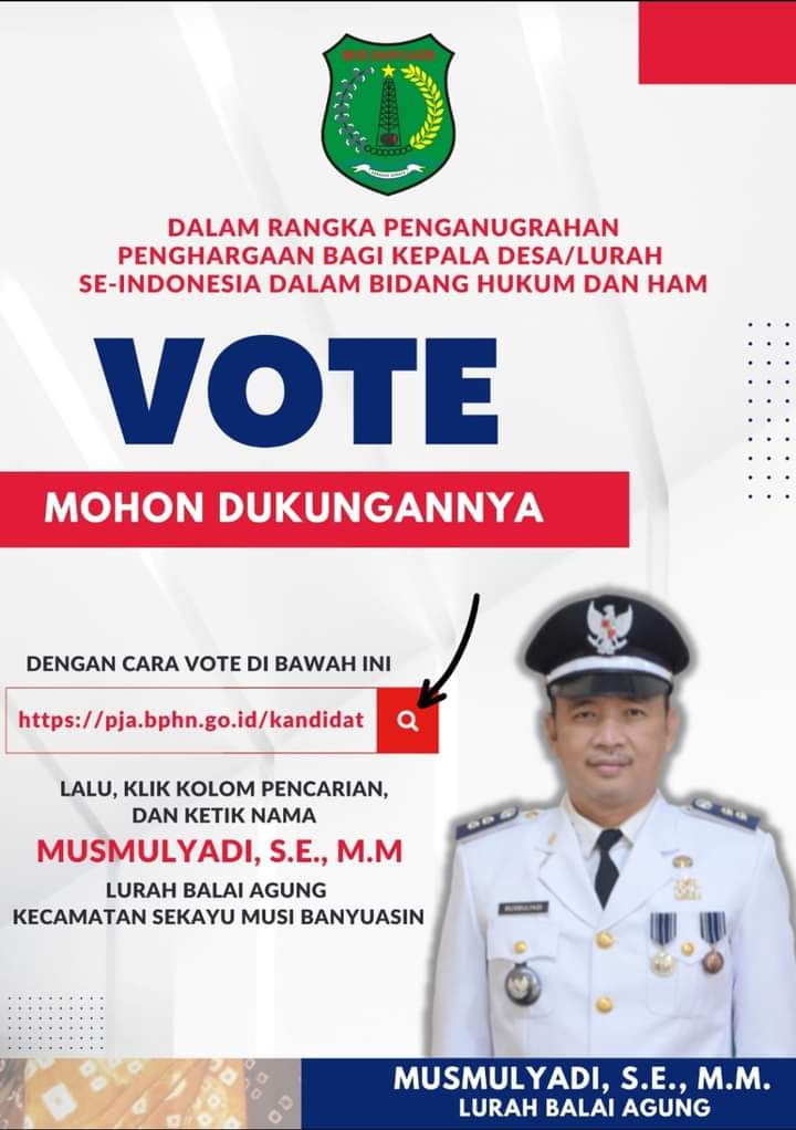 Pj Bupati Muba ajak Dukung Musmulyadi Raih Penghargaan Kepala Desa atau Lurah Se-Indonesia di Bidang Hukum dan HAM