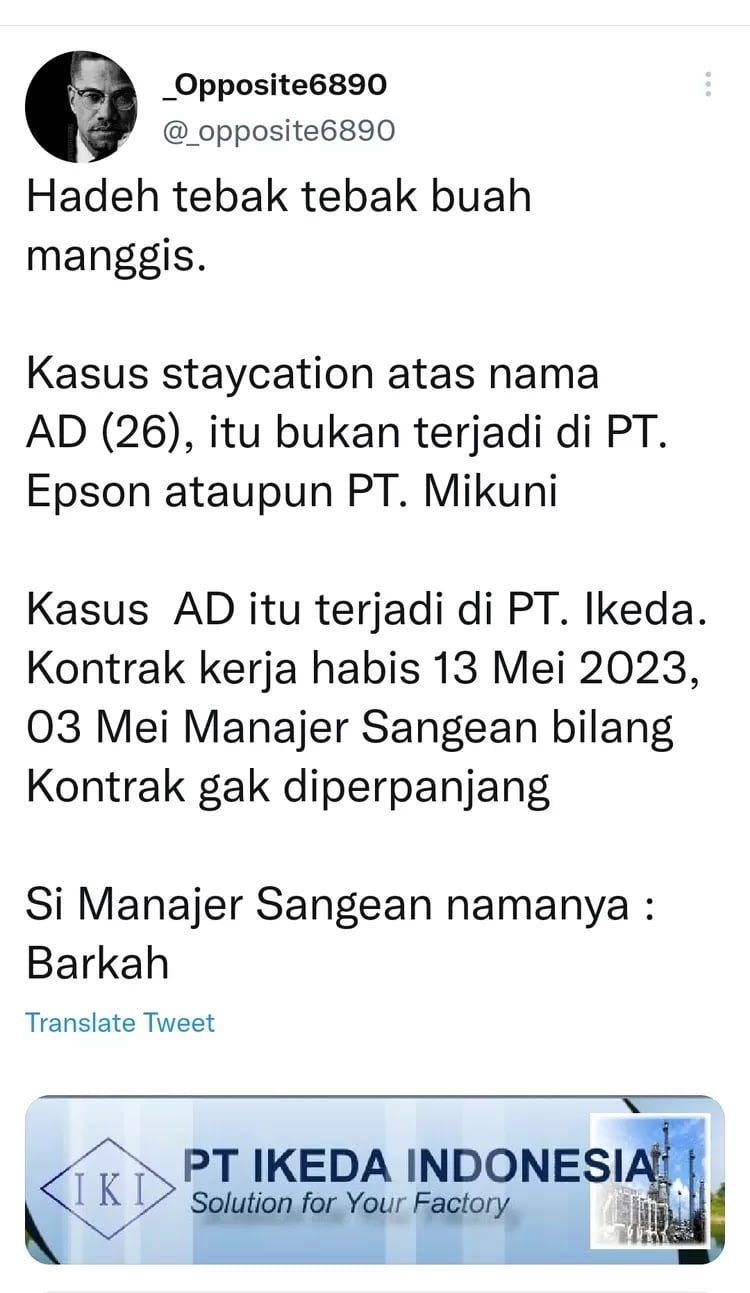 
woOW! Akun Opposite Bocorkan Manajer Sangean yang Ajak Karyawati Staycation, Perusahaan Apa?