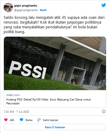 
wooOW!, Saldo Kosong PSSI Diduga Jadi Alasan JIS yang Dibangun Anies Diinginkan Direnovasi 