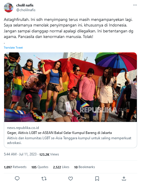 
Tabrak Norma dan Pancasila, Ketua MUI Tolak Keras Rencana Pertemuan LGBT ASEAN di Jakarta

