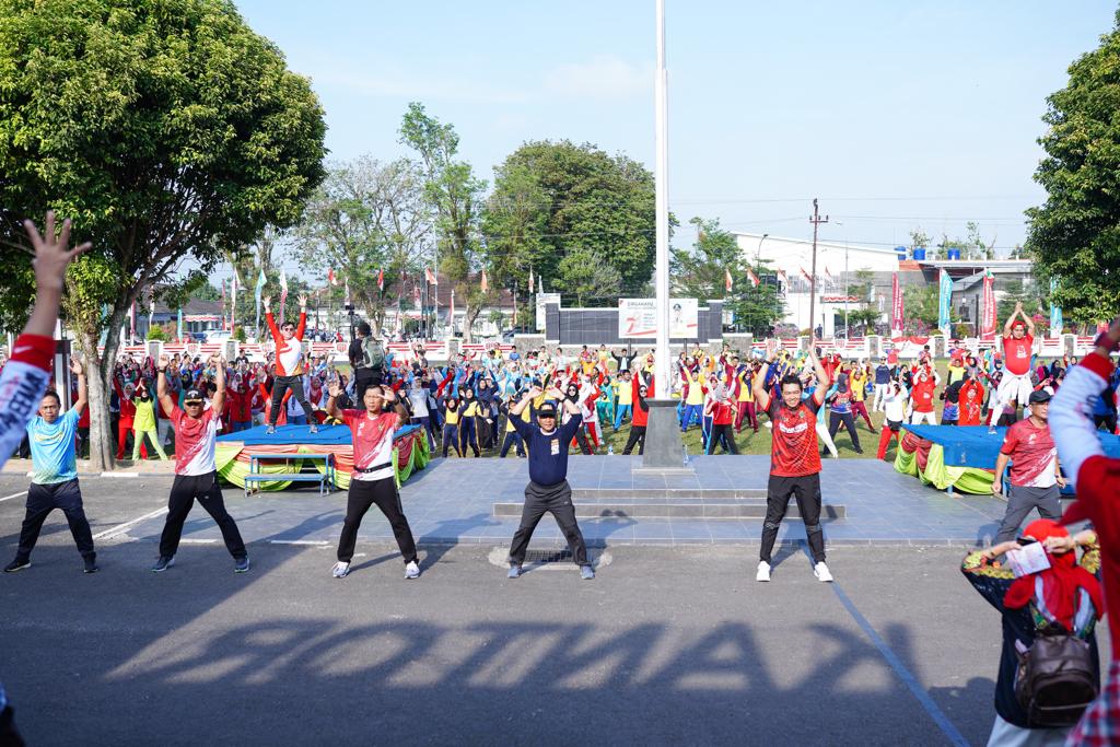 Meriah, Senam dan Jalan Sehat Bersama Pj Bupati Muba Bertabur Doorprize