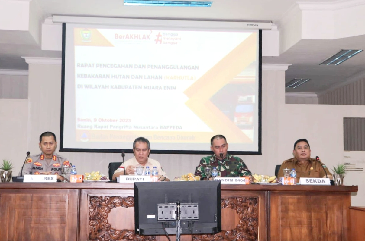 Pj. Bupati Muara Enim Pimpin Rakor Pengendalian Karhutla, Penanganan Stunting, Inflasi dan Kemiskinan Ekstrem