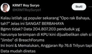 Polisi Dalami Kebocoran DPT KPU RI Usai Akun X Roy Suryo Singgung Angaran Pemilu Sebesar Rp76,6 Triliun