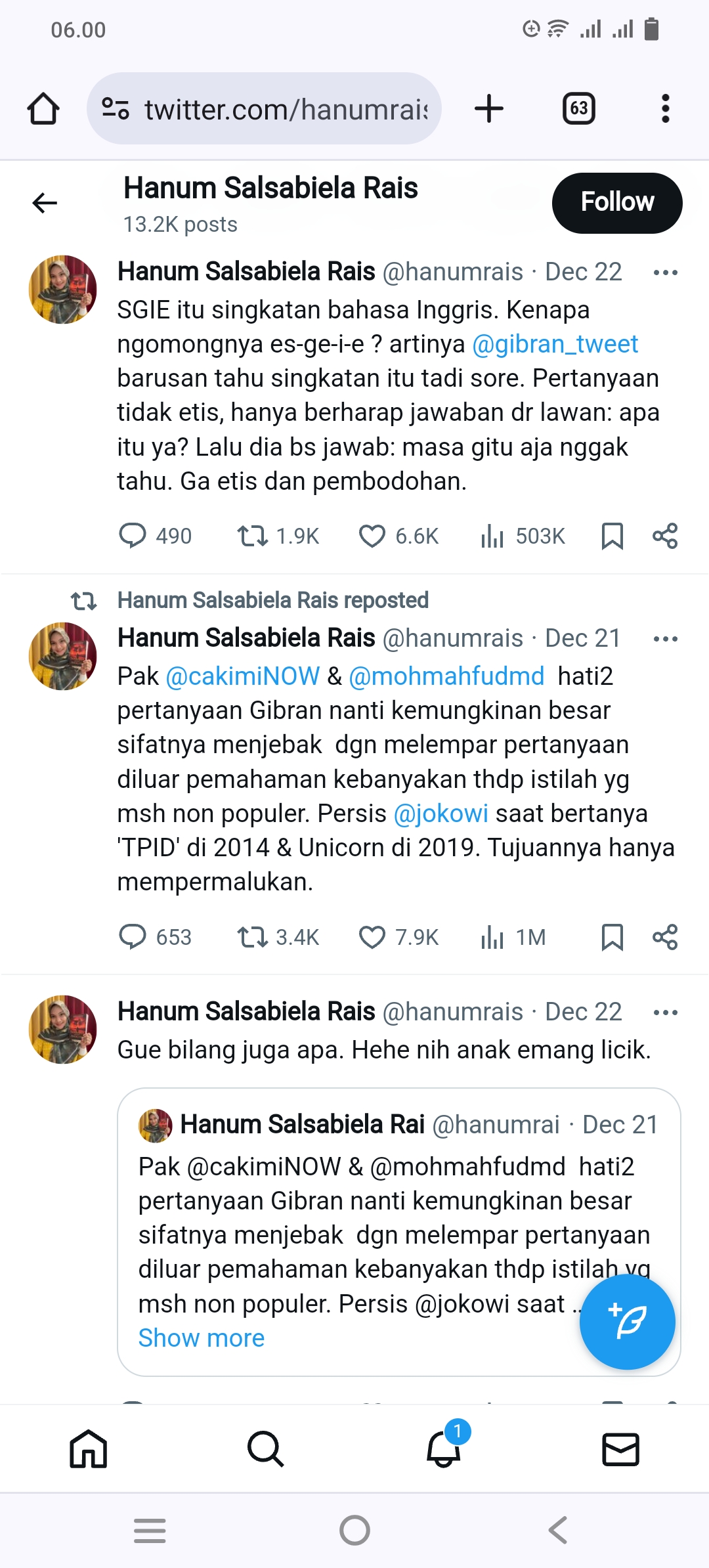 Soal SGIE, Anak Amien Rais Sebut Gibran Anak yang Licik