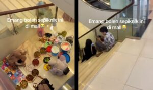 Viral!! VIDEO Ibu-ibu Santai Piknik Gelar Tikar di Mall, Warganet: Aneh