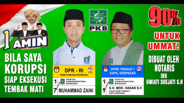 Baliho Caleg PKB di Bali ini, Berjanji Jika Terbukti Korupsi Siap Ditembak Mati