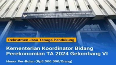 Gaji Rp5,5 Juta! Kemenko Perekonomian Buka Lowongan Kerja Terbaru, Ini Syarat, Kualifikasi dan Link Daftarnya
