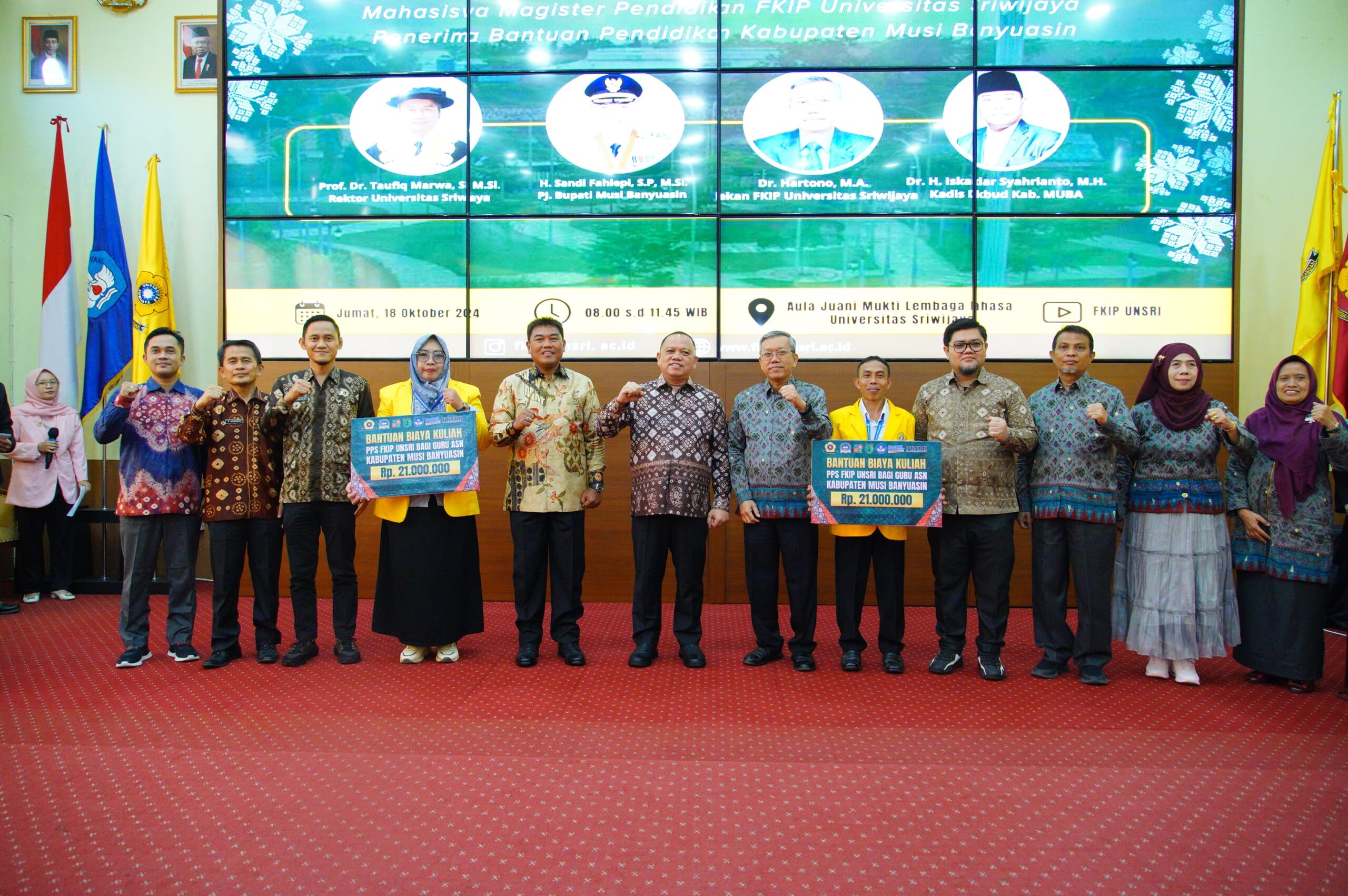 Pj Bupati Muba Sandi Fahlepi Beri Kuliah Umum dan Bagikan Beasiswa di FKIP Unsri