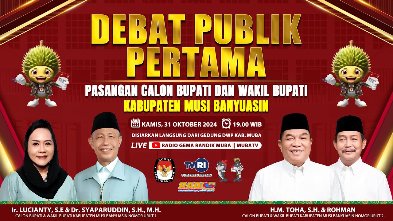Ayo Saksikanlah! Debat Calon Bupati dan Wakil Bupati Muba Tahun 2024