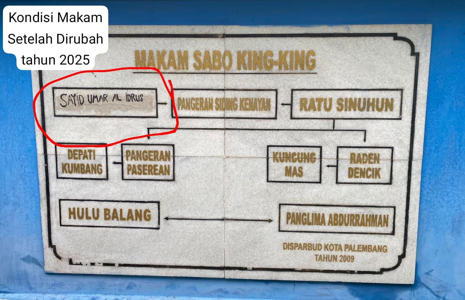 Adanya Perubahan Nama dan Coretan di Makam Sabokingking Jadi Sorotan, Dinas Kebudayaan Palembang Siap Tindak Lanjuti!