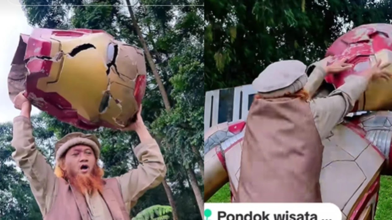 Dianggap Mirip Berhala, Seorang Ustadz Hancurkan Patung Iron Man di Tempat Wisata Bogor
