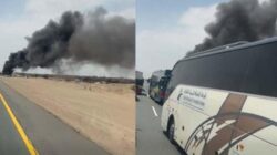 Detik-detik Kecelakaan Maut Bus Jemaah Umrah Indonesia di Jeddah, Tabrak Jeep, Terbalik dan Terbakar
