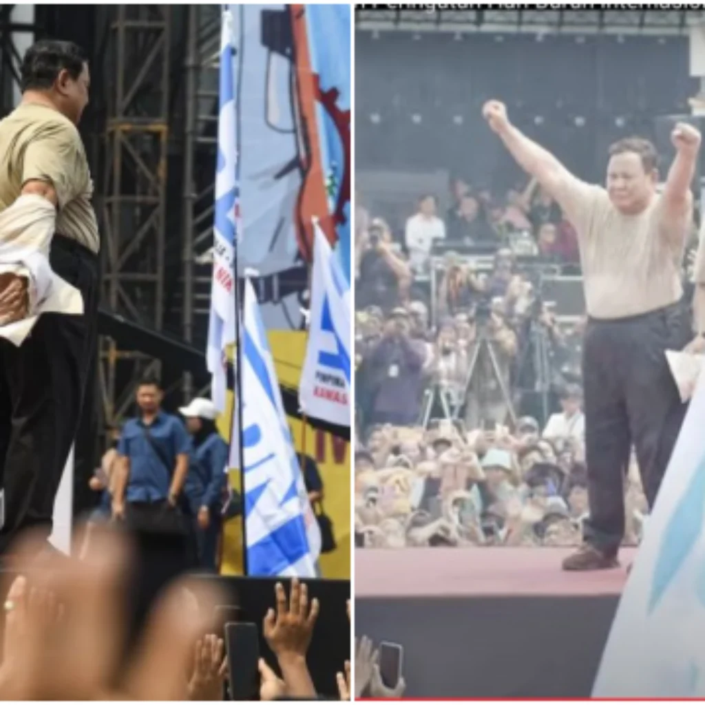 Presiden Prabowo Copot Seragam Safarinya Saat Lagu Buruh Berkumandang di Monas