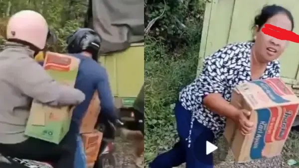 Viral! Video Warga Jarah Mi Instan dari Truk yang Kecelakaan di Banyuasin Sumsel, Sopir Kabur