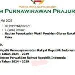 Forum Purnawirawan TNI sudah Surati DPR-MPR RI, Tuntut Pemakzulan Gibran Segera Diproses!