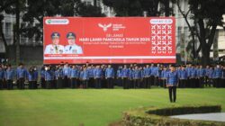 Upacara peringatan Hari Lahir Pancasila Tahun 2025 di halaman Kantor Gubernur Sumsel