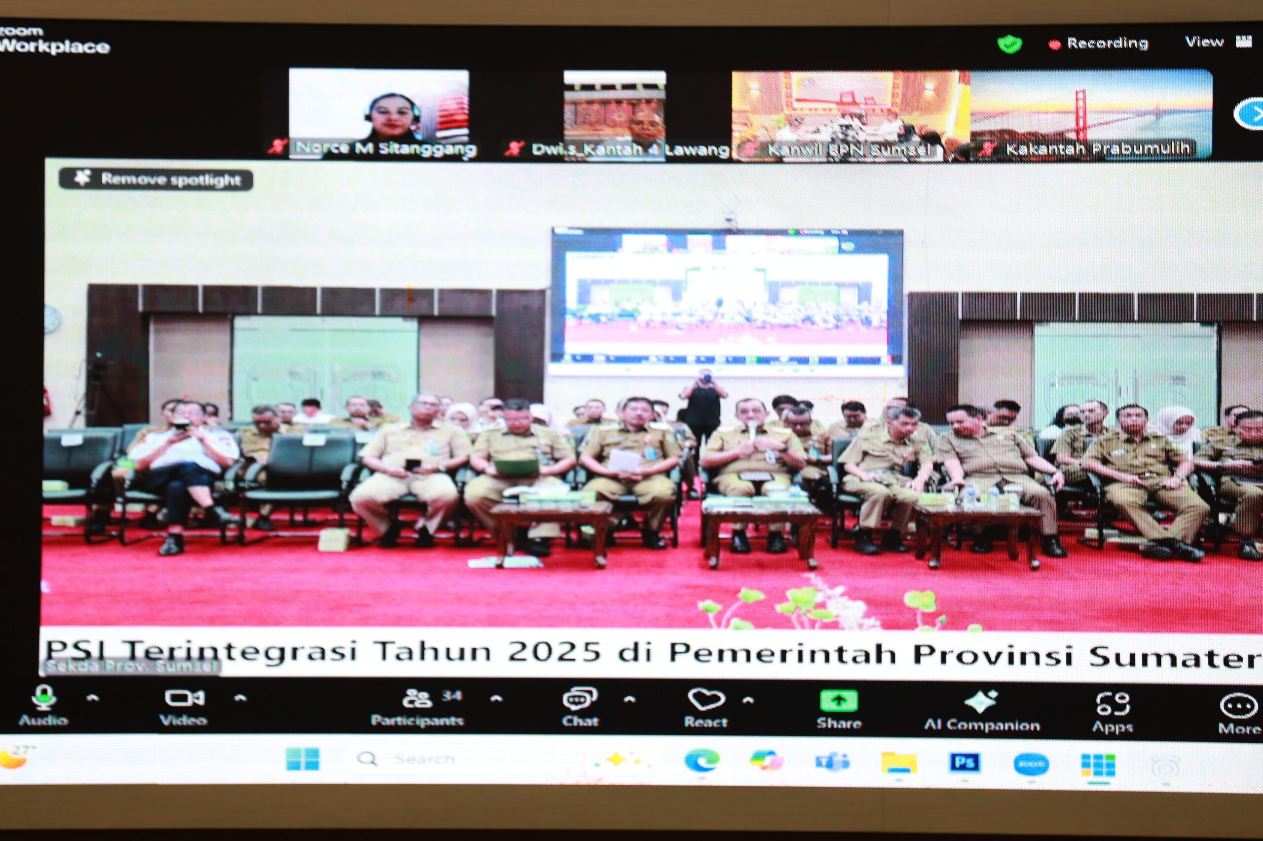 Pemprov Sumsel Ikuti Rakor Program Pemberantasan Korupsi Tahun 2025 KPK RI