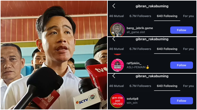 Wapres Gibran Tepergok Follow Akun Instagram Judol, Setwapres Bilang Gini
