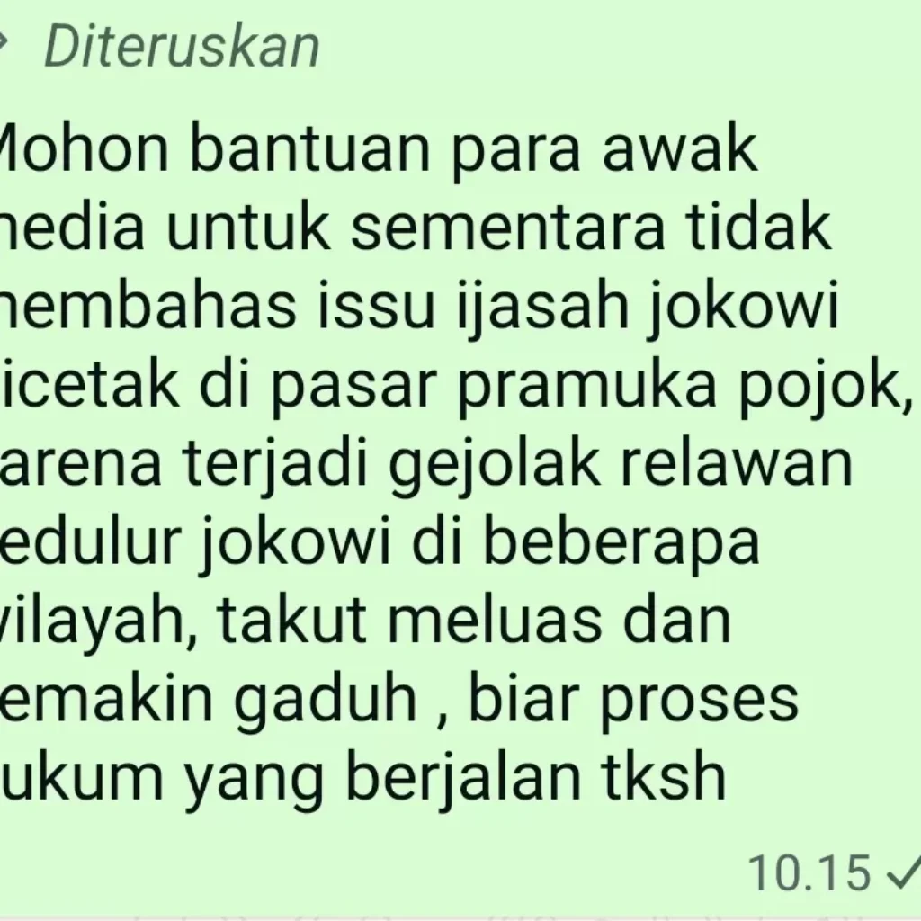 Jajaran Media Berita Dikagetkan pesan WhatsApp Paiman Raharjo?, Minta Setop Bahas Isu Ijazah Jokowi, "Bentuk Teror Politik?