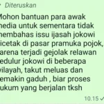 Jajaran Media Berita Dikagetkan pesan WhatsApp Paiman Raharjo?, Minta Setop Bahas Isu Ijazah Jokowi, “Bentuk Teror Politik?
