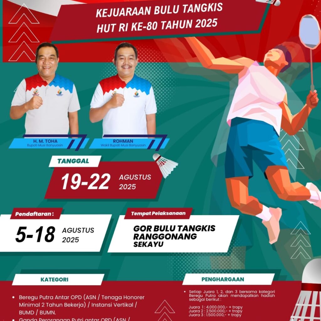Badminton Cup HUT RI ke-80 Siap Digelar: Ayo Daftar dan Rebut Hadiahnya!