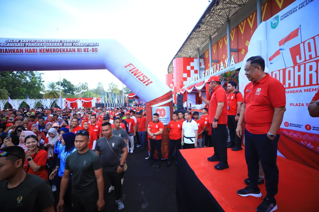 Ribuan Peserta Jalan Santai HUT RI ke 80 Tahun Jadi Wadah Silaturahmi ASN Pemprov Sumsel