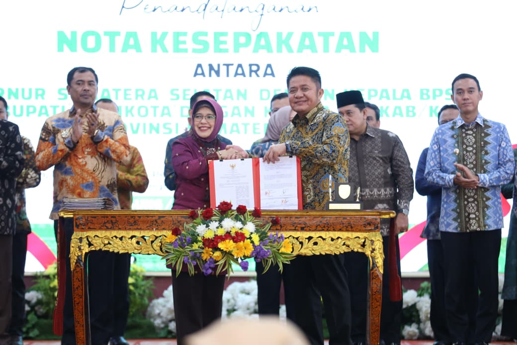 Sumsel Jadi Provinsi Kedua di Indonesia Tandatangani Kesepakatan Lengkap; Gubernur, Bupati/Wali Kota dan BPS