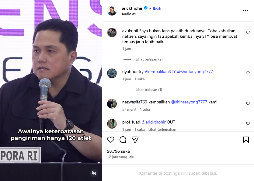
Warganet  Ramai-Ramai Desak Erick Thohir Kembalikan Shin Tae-yong 