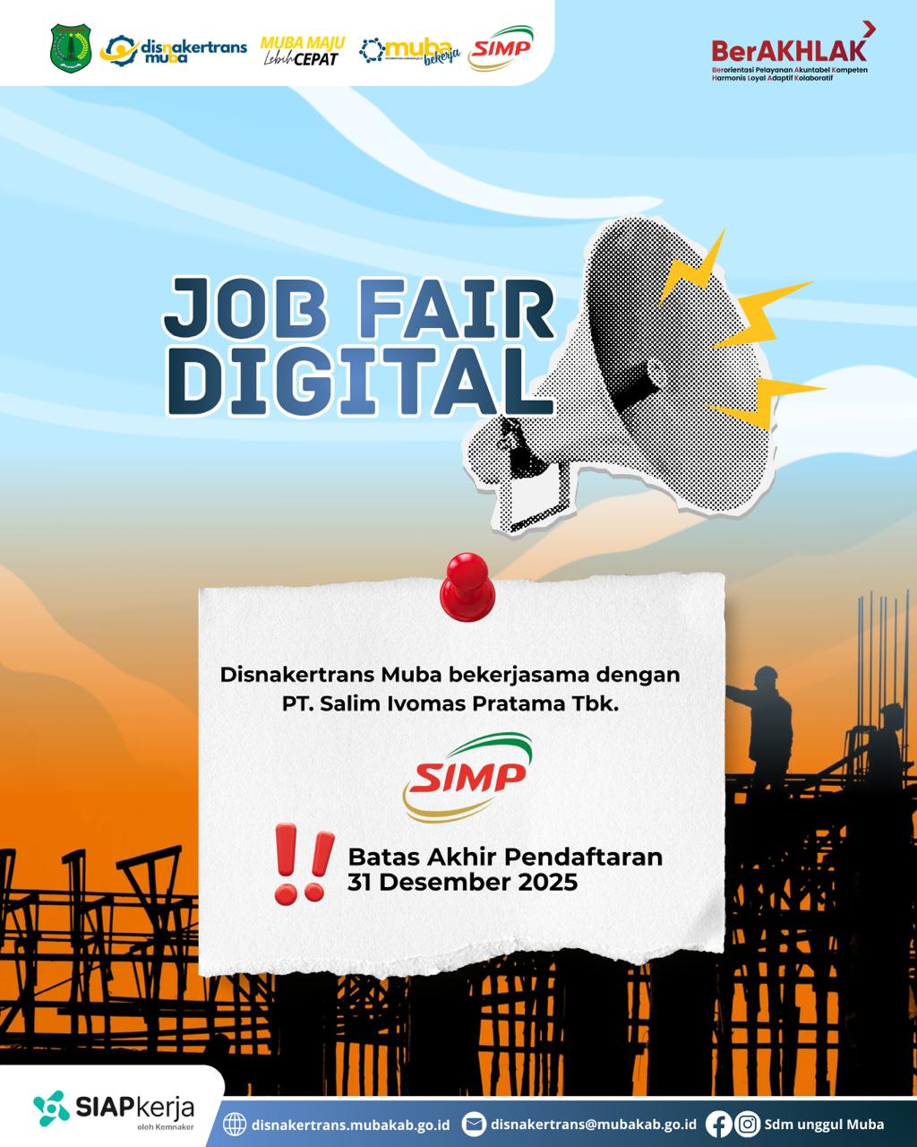 Kabar Gembira!, Disnakertrans Muba Gandeng SIMP dalam Job Fair Digital