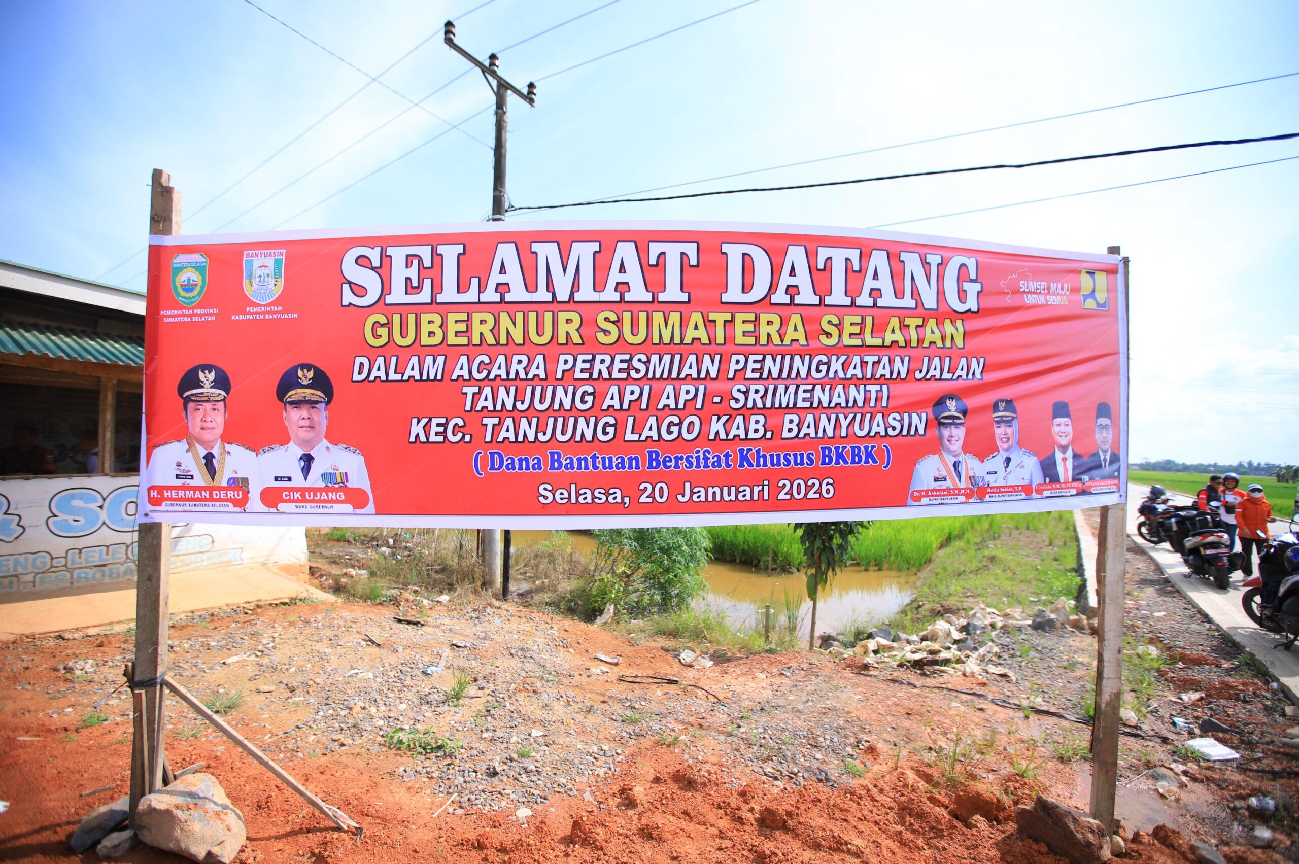 Gubernur Herman Deru Tinjau Progres Perbaikan Jalan Tanjung Api-Api–Sri Menanti