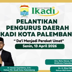 Cecep Suprihatna Dilantik sebagai Ketua IKADI Kota Palembang