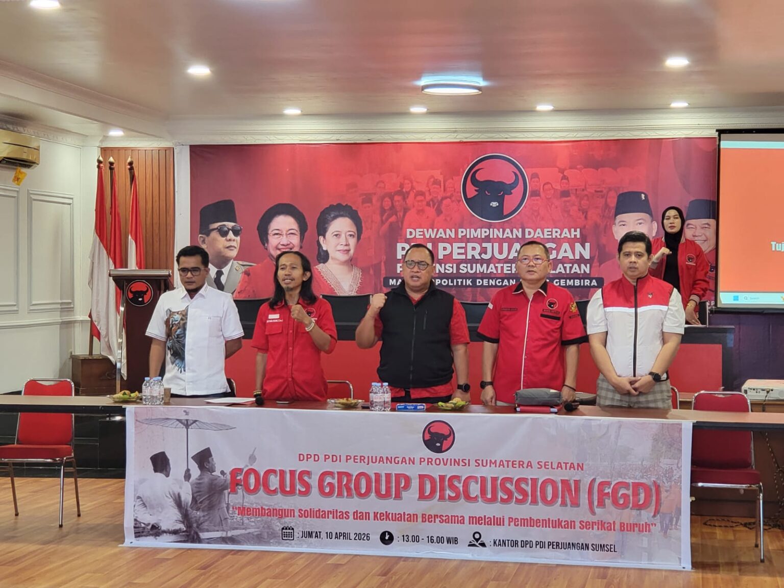 Perkuat Basis “Wong Cilik”, DPD PDI Perjuangan Sumsel Gelar FGD Pembentukan Serikat Buruh