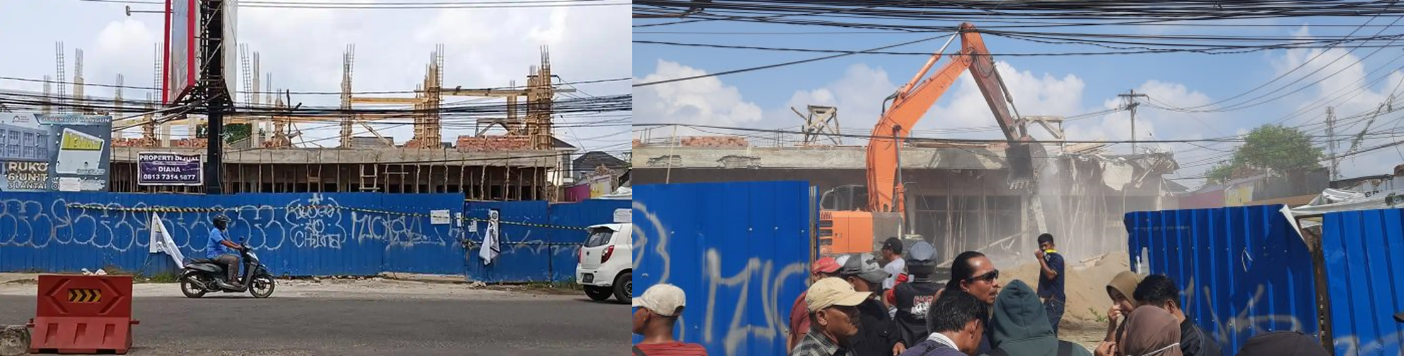 Video!, Ruko Milik Afat Pengusaha di Palembang Dibongkar; Dibangun Belum Dapat Izin dan Langgar Garis Pipa Gas