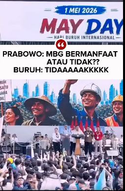 VIDEO! Presiden Prabowo Bertanya MBG Bermanfaat atau Tidak? Ribuan Buruh di Monas Serentak Teriak Jawab "Tidak!"