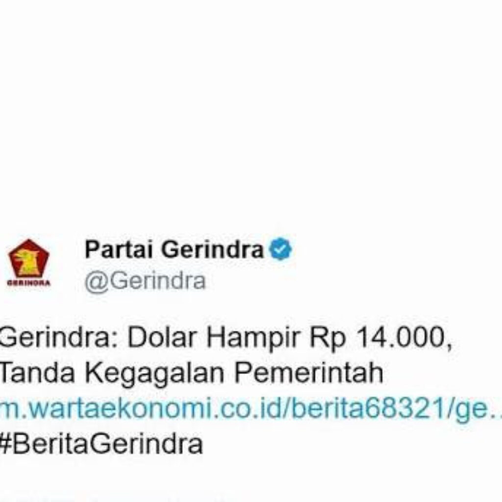 Pertamax Naik Tembus Rp16.250, Cuitan Lama Partai Gerindra soal Kurs dan BBM kembali Viral