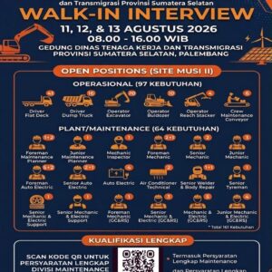 Lowongan Kerja di PT RMK Energi Tbk, Ayo Ikuti Walk-In Interview di Disnakertrans  Sumsel Kerja sama dengan Disnakertrans Muba